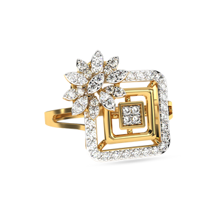 Petal-Cut Diamond Square Ring