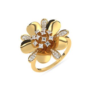 Diamond-Studded Flora Ring