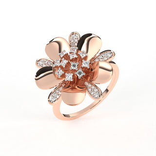 Diamond-Studded Flora Ring